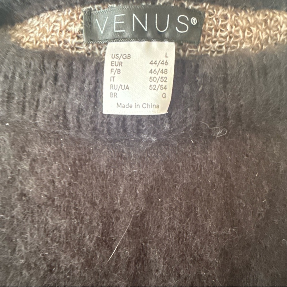 🆕 *NEW* VENUS Black & Brown Cowl Neck Sweater Geometric Pattern *NEW NO TAGS* - Picture 10 of 12